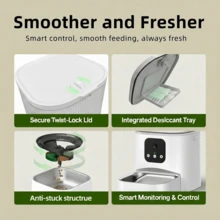 新一代自动喂猫器，带监控摄像头，AI远程喂猫，双电源供电：USB和电池，2.4G WiFi自动喂狗器，夜视功能，猫粮分配器 - 3L - 查看 9