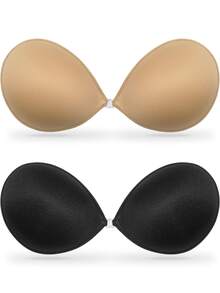 2/1片装隐形粘性文胸，增强粘性——可重复使用，无背带聚拢支撑，适用于婚纱和晚礼服