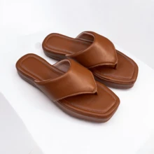Women's Flip-Flop With Delta Wing Flatform - 咖啡棕 - 查看 3