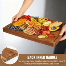Upgraded Large Cutting Board, Made Of High-Quality Wooden Material, , Durable Wooden Block, Suitable For Meat, Cheese, Bread, Vegetables And Fruits, Ideal Kitchen Tool, Perfect Gift For Family And Friends, Dorm Life And Ramadan, Kitchen Accessory, Eid Al-Fitr - Brown - View 7