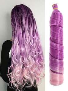 22英寸150克耐热合成法式卷发编织接发，波浪螺旋假发，适合女性日常、节日、派对和角色扮演，1包 - 彩色 - 查看 11
