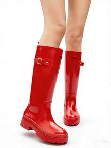 时尚简约高筒雨靴，女款 - 防水防滑，适合户外穿着和厨房工作，套穿式设计，春夏必备，伴娘礼物，房间/卧室装饰，海滩/旅行，男女皆宜，度假必备 - 彩色 - 查看 3