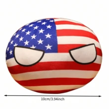 1个可爱波兰球毛绒娃娃抱枕，卡通国家球填充玩偶，国旗图案，送给朋友的礼物 - 彩色 - 查看 10