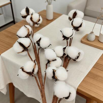 1pc/3pcs/6pcs Artificial Lifelike Cotton Flower, Suitable For DIY Crafts, Vase Filler, Home Decor, Outdoor Events And Photography Props - Easy To Assemble And Reusable