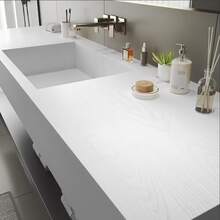 Vintage Wood Grain Self-Adhesive Wallpaper, Wear-Resistant Thickened Easy To Clean Waterproof Wallpaper, Faux Wood Texture Appearance, Easy To Tear And Stick, Heat-Resistant Desk Sticker, Furniture Transformation Sticker Film, Kitchen Cabinet Countertop Mat Desk Wardrobe Old Door Wood Grain Renovation Sticker Film, Durable Home Decor - White - View 3