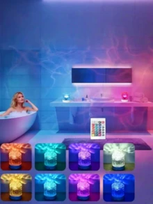 1 Peça Lâmpada de Atmosfera com Padrão de Onda Redonda, Luz Noturna LED de 16 Cores com Controle Remoto - Lâmpada de Projeção de Onda Artística, Alimentada por USB, Luz de Decoração Doméstica, Adequada como Presente de Natal, Aniversário e Comemoração para Amigos e Família - Multicolorido - Visão 7