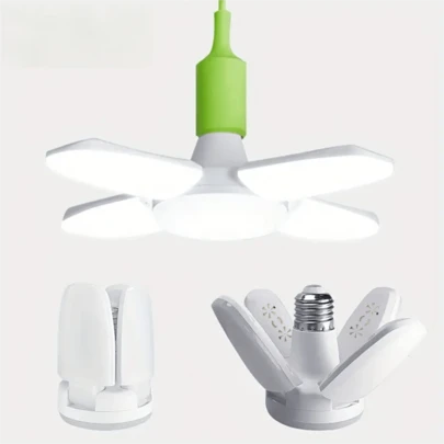 28W LED Four-Leaf Light (Equivalent To 80W), Mini Foldable Pendant Light, Suitable For Garage And Indoor Lighting, High Brightness, Compact Size