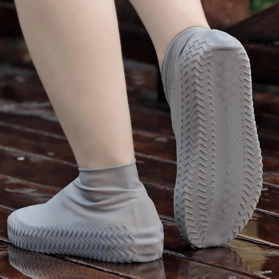1 双防滑耐用雨鞋套，适合雨天户外使用，防水鞋套，硅胶材质，防滑鞋底设计，多种颜色可选，户外活动必备 - 灰色 - 查看 1