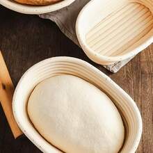 1pc 9.06/9.84/11.02/11.81 Inch White Baguette Bread Proofing Basket, Bread Dough Fermentation Tool, Baking Supplies, Home Rattan Bread Proofing Basket With Cloth Liner - White - View 3