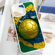 Adecuado para Apple 17Pro/17ProMax/17/Air/16/16e/16Pro/16ProMax/16Plus/11/12Mini/13Mini/15ProMax/15Pro/15Plus/14Pro/14ProMax/14Plus/12Pro/12ProMax/13Pro/13ProMax,Galaxy S25+/S24 Ultra/S23 FE/A55/A54/A35/A34/A32/A22/A15/A12/A06/A05/A04E/A04/A03/A02/M15/M145G, con el precioso patrón Balón de fútbol dorado, Funda de teléfono de carga inalámbrica de acrílico mate, Resistente a caídas,Elegante,Anti-deslizante -- ¡Un regalo ideal para cumpleaños, Navidad y todas las fiestas especiales! - Negro - Ver 3