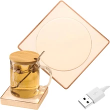 USB Desktop Heated Coaster, 55°C Constant Temperature Coaster, Coffee Cup Warmer, Silent Heating, Fits All Cup Types, Suitable For Glass, Ceramic, Plastic Cups, Cans, Stainless Steel Cups, Boxed Milk, Home And Office Use