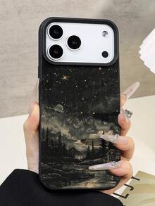 1个星空星月图案防水防摔防滑软皮手机壳，兼容苹果手机国际版，非国内版 - 彩色 - 查看 5