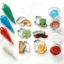 Bộ khuôn cắt bánh quy bằng thép không gỉ chủ đề lễ hội, hình cỏ ba lá, cầu vồng, cốc bia, mũ và ria mép để tự làm bánh quy, fondant, bánh mì kẹp và các món nướng trong nhà bếp. - Bạc - Xem 5