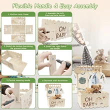 1件装木制储物架，带挂杆和篮子，多功能收纳架，适用于婴儿房衣物和玩具 - 彩色 - 查看 9