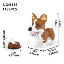 1pc Cartoon Building Block Animal Dog Series (Dachshund, Lion Dog, Schnauzer, Corgi, Husky, Hunting Dog) 3D Puzzle Assembly Model, Birthday/Christmas Gift - Multicolor - View 9