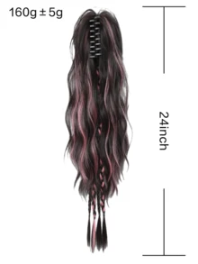 24 Inch High Ponytail Clip-On Synthetic Hair Ponytail, Ombre Braided Ponytail Extension - Multicolor - View 8