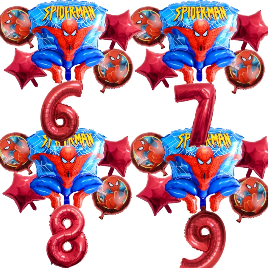 新款热销派对用品，红色数字1-9派对装饰，蜘蛛网和星形18英寸圆形气球 - 彩色 - 查看 1