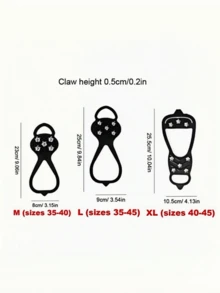 1双户外徒步5/8齿冰爪防滑鞋套，适用于雪地靴，轻便防滑，男女通用，耐用钢钉，适合老年人、徒步旅行者和冰上行走，防止滑倒 - 黑色 - 查看 2