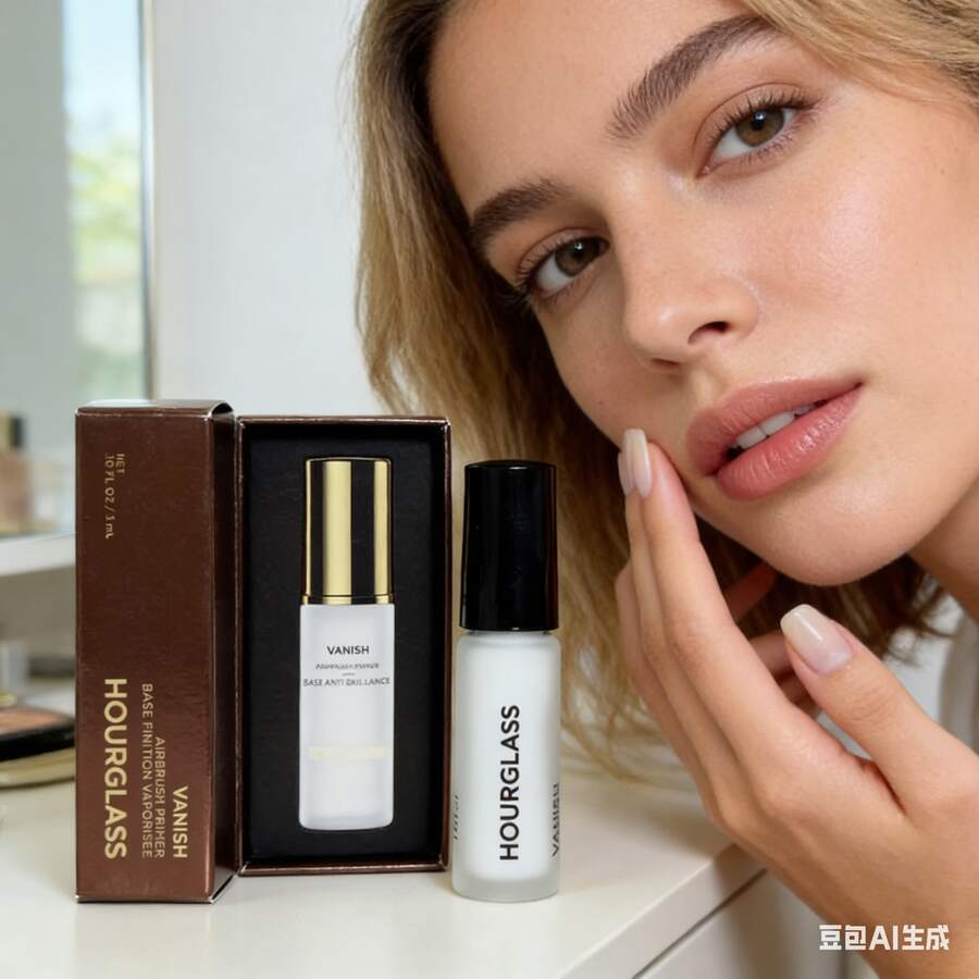 Hourglass柔焦妆前乳：模糊毛孔，控油，持久妆效，打造无瑕喷枪妆容 - 白色 - 查看 1