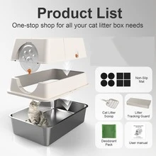 Extra Large Stainless Steel Cat Litter Box Set. Premium Stainless Steel, Easy To Clean And Splash-Proof. Includes A Litter Scoop, Step Pedal, Anti-Slip Mat And Deodorizing Carbon Pack. - XL - View 3