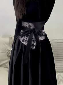 1 Peça Cinto Vintage Largo, Acessório de Vestido Cincher de Cintura, Faixa de Cintura com Laço e Decoração Floral - Multicolorido - Visão 8