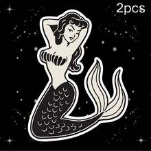 Hình dán vinyl cô gái nàng tiên cá phong cách retro - Bề mặt mờ chống thấm nước, thích hợp cho máy tính xách tay, máy tính bảng, ô tô, điện thoại, v.v. - Nhiều màu - Xem 15