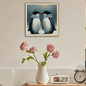 1 Set 5D Cross Stitch Penguin Family Kit For Beginners, Adult Craft Diamond Painting Art Mosaic DIY Handmade Full Round Diamond Painting Art Set, Numeric Painting, Home Wall Decor, Frameless Surprise Gift
