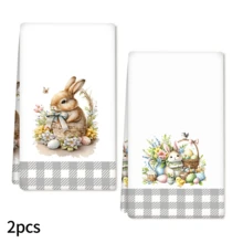2/4 件装兔子图案印花洗碗巾，超强吸水超细纤维现代洗碗布，烹饪烘焙茶巾，清洁抹布，手巾，柔软吸水，厨房装饰，送给邻居、母亲、朋友的礼物，生日礼物，乔迁礼物，厨房必备，日常用品 - 彩色 - 查看 13