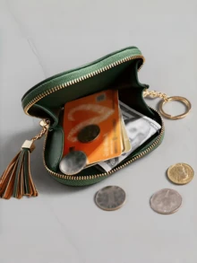 1pc Personalized Keychain Coin Purse, Cute Heart-Shaped Coin Pouch, Women/Girls Wallet Card Holder, Gift For Birthday, Anniversary, Girlfriend, Halloween, Christmas, Thanksgiving - Multicolor - View 3