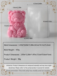 Molde de silicona de oso rosa 3D, regalo hecho a mano para el Día de San Valentín, apto para velas, resina, yeso DIY - Blanco - Ver 7