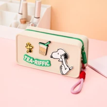 Miniso Túi đựng mỹ phẩm bằng silicon hình Lilo/Stitch của Disney, thiết kế hoạt hình dễ thương, dùng được cả trong nhà và ngoài trời, món quà sinh nhật đáng yêu, chất liệu PVC (1 chiếc) - Màu be - Xem 2