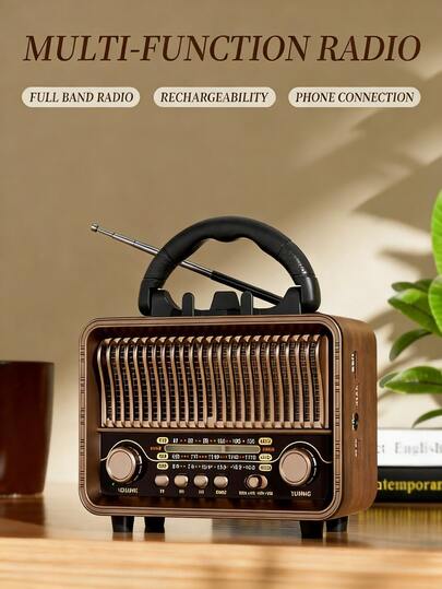 1pc Vintage Radio, Supports AM/FM/Multi-Band Reception, USB Charging & TF Card Playback, Equipped With External Antenna, Outdoor Emergency Personal Radio, Mini FM Receiver