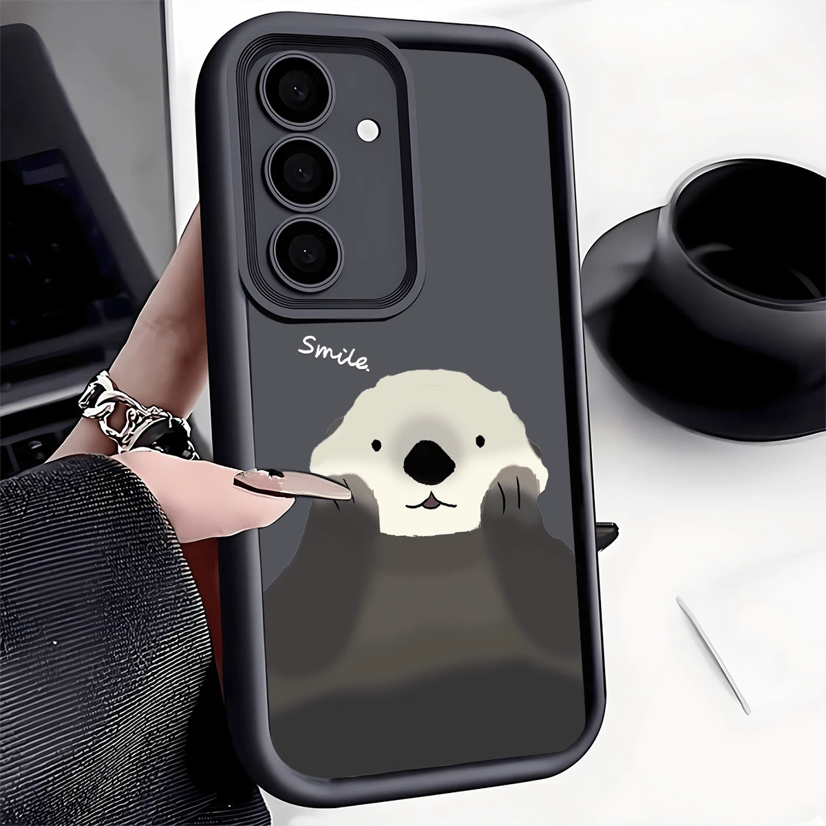 Cute Panda Tie-Dye Anti-Drop Phone Case, Thick Anti-Slip Protective Cover Compatible With IPhone, Honor, Redmi, - Black - View 1