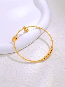 1pc Fashionable Versatile Simple Commuter Golden & Silver Color Adjustable Bangle Bracelet For Women - Yellow Gold - View 7