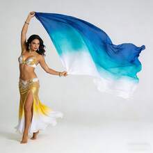 涤纶肚皮舞面纱 - 飘逸渐变色手帕，适合表演和练习