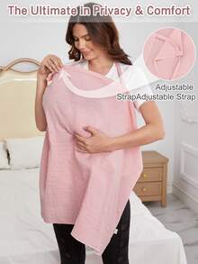 1pc Oeko-Tex Certified Pink Breathable Soft Nursing Top For Moms, Suitable For Spring/Summer, Multi-Functional As Car Seat Canopy, Nursing Cover, Stroller Sun Shade