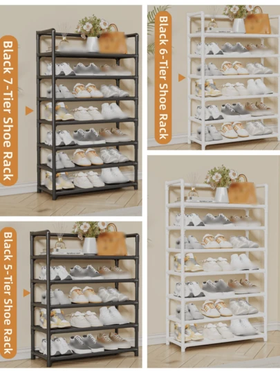 1 pièce Étagère à chaussures 3-7 niveaux économisant l'espace, étagère de rangement haute capacité, assemblage facile, organisateur multi-couches, convient pour la maison, le dortoir, le placard, l'entrée, solide et sans balancement