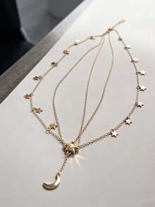 1件时尚金色波西米亚风圆形水晶额链/发链，青少年优雅星月头链，适合派对和日常佩戴，适合青少年，珠宝礼物，发饰 - 彩色 - 查看 10