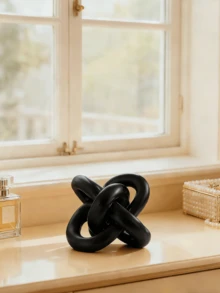 黑色结饰摆件，现代几何圆形雕塑桌面摆件，圆形家居装饰品，适用于书架、咖啡桌、书柜，亦可作为礼品。 - 彩色 - 查看 10