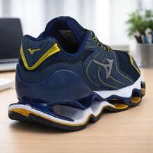 Men's Wave 12s Premium Line Prophecy Mizun High Performance Comfortable Sneakers - New Release - Sportswear, Casual, Gym, Running - On - 金色海軍 - 查看 3