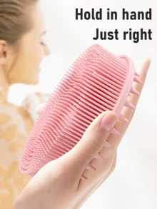 1 Stück Silikon Körperbürste und Kopfhautmassagegerät - Doppelseitige Peeling-Bürste, weiche Borsten, rosa und schwarz, ergonomischer Griff, für die Dusche, unisex, geeignet für alle Hauttypen, kann als Kopfhautmassagebürste verwendet werden, unverzichtbar für das Baden, strukturierte Oberfläche, hygienisches Material, Pflegeessenzial - Verschiedenfarbig - Übersicht 5