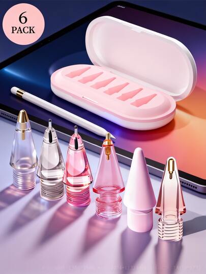 6支升级版替换笔尖，兼容Apple Pencil Pro，适用于Apple第二代/第一代USB-C触控笔和蜡笔式数位笔，针尖笔尖带笔套，iPad Pro笔套装