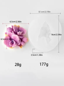 新款玫瑰硅胶模具 | 3D蝴蝶兰香皂蜡烛装饰工具 | 树脂粘土手工DIY模具套装（含莲花） | 适用于婚礼、毕业派对礼物、石膏工艺品、香薰蜡烛 - 白色 - 查看 9