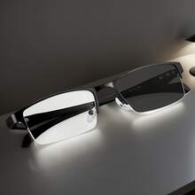 1-Pack Progressive Multifocal Unisex Full-Rim Reading Glasses Lightweight Durable Metal Frame Photochromic Lenses Far And Near Vision Support Ideal For Driving And Office Use - 黑色 - 查看 3