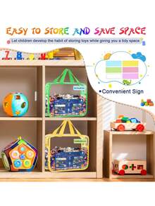 Conjunto de 2 Sacos Transparentes para Armazenamento de Brinquedos, Bolsos Reutilizáveis, Presente Ideal para Recém-Nascidos, Adequados para Jogos de Mesa, Blocos de Montar, Quebra-cabeças, Brinquedos e Organização de Berçário, Sacos Transparentes Perfeitos para o Início do Ano Letivo - Multicolorido - Ver 3