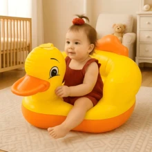 Portable Inflatable Seat For Toddlers With A Built-In Air Pump, Designed For Aged 3 To 36 Months, Providing Floor Support For Those Learning To Sit And Eat - Multicolor - View 2