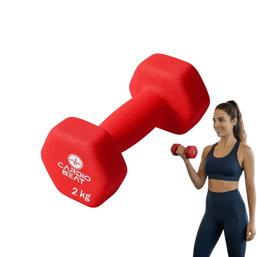 CARDIO BEAT 2KG NEOPRENE STRENGTH TRAINING DUMBBELL - Red - View 1