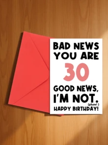 1pc Funny 30th Birthday Greeting Card - "Bad News: You're 30. Good News: I'm Not." - For Friends, Siblings, Men - Celebrate Age Milestone Card - Style 4 - View 13