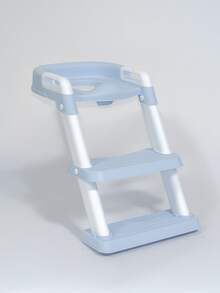 Asiento Entrenador WC con Escalera Antiderrapante 2 en 1, Reductor de Baño Plegable con Manijas De Agarre, Escalones Anchos y Base Estable para Niños y Niñas (Azul) - Celeste - Ver 3