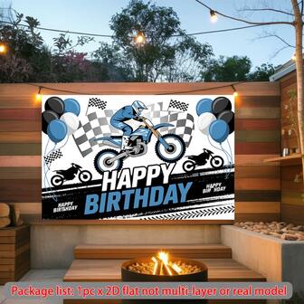 Tela de fondo de pared para celebración de cumpleaños de piloto de motocross, adecuada para decoración del hogar y oficina, interior/exterior, decoración de pared grande, accesorios y suministros para fiestas
